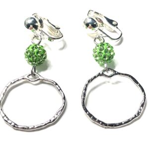 Handmade Green Rhinestone Clip-On Earrings Women St. Patrick’s Day