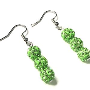 Handmade Green Rhinestone Earrings