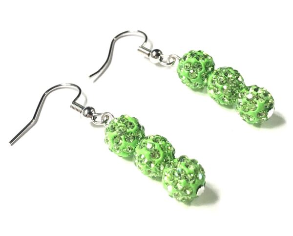 Handmade Green Rhinestone Earrings