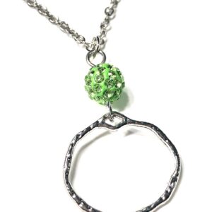 Handmade Green Rhinestone Circle Pendant Necklace Women St. Patrick’s Day