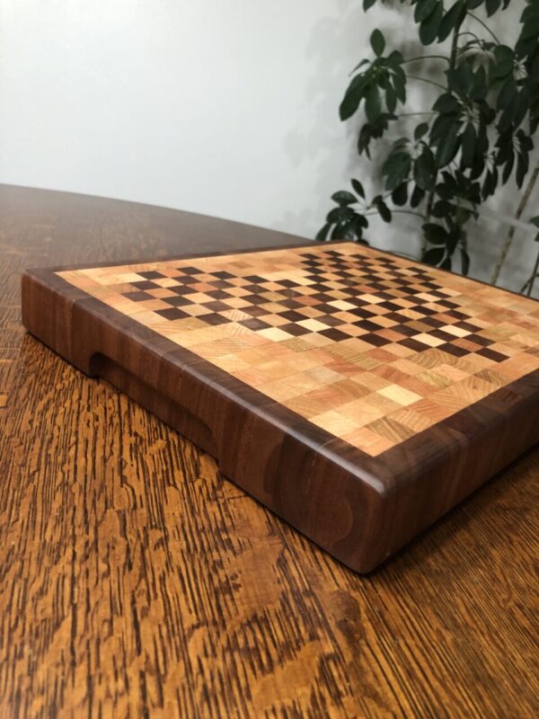 End Grain Cutting Board with Inlaid Heart