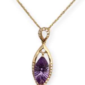 Amethyst and diamond 14K yellow gold necklace