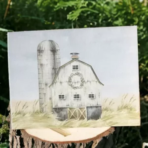 Barn with silo greeting card set of 5