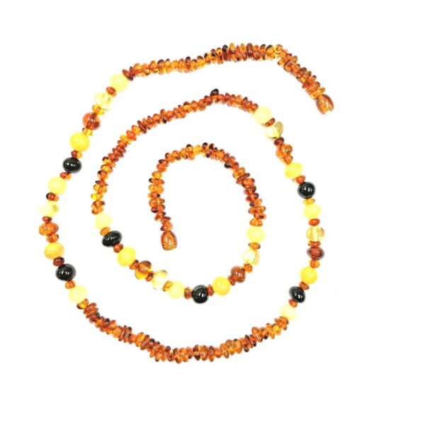 Multicolor Baltic Amber gemstone beaded 28 inch long necklace