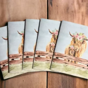Highland cow and calf card set of 5