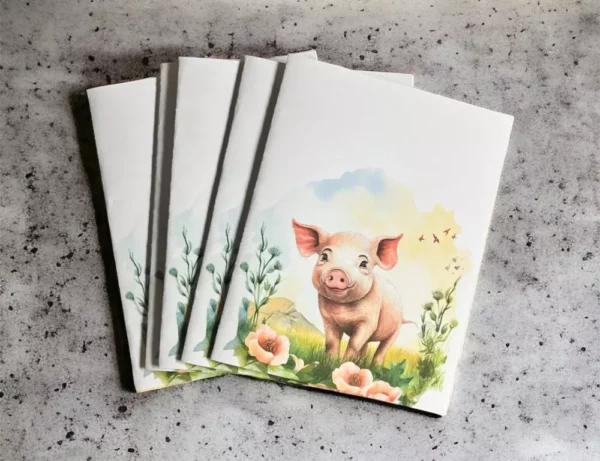 Pig greeting card set of 5