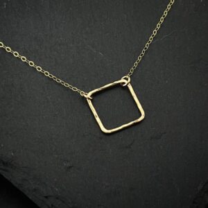 14K Gold square necklace