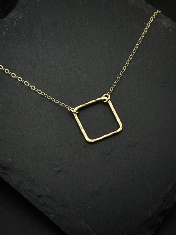 14K Gold square necklace