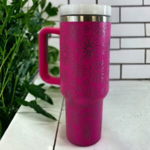 Daisy Floral Engraved Tumbler | 40 Ounce Tumbler | Floral Water Bottle | Mothers Day Gift | Teen Gift | New Mom Gift