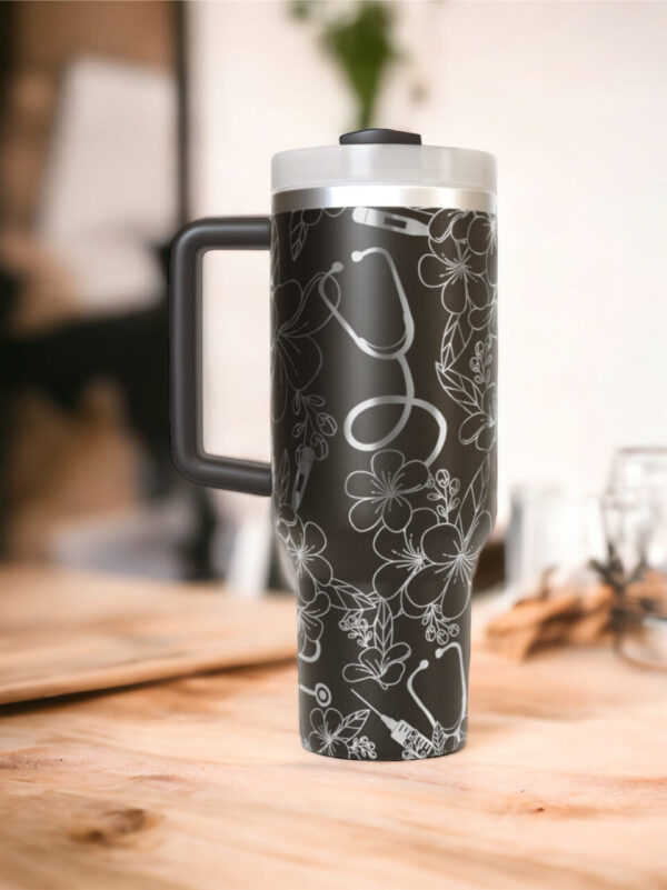Nurse Floral Engraved Tumbler | 40 Ounce Tumbler | Nurse Water Bottle | Mothers Day Gift | Teen Gift | New Mom Gift