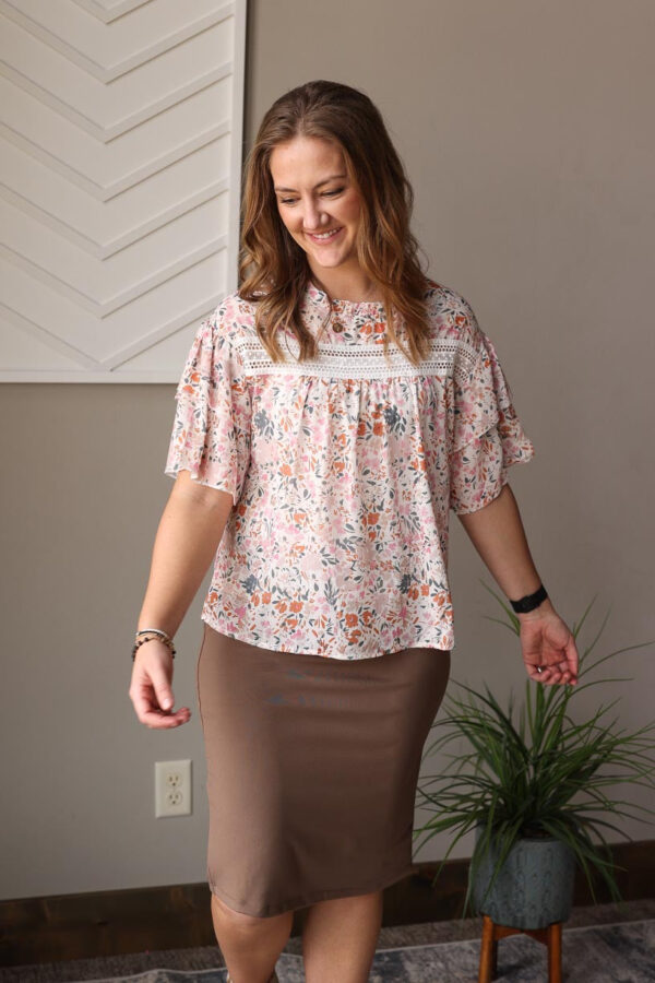 Multicolor Floral Ruffle Sleeve Top