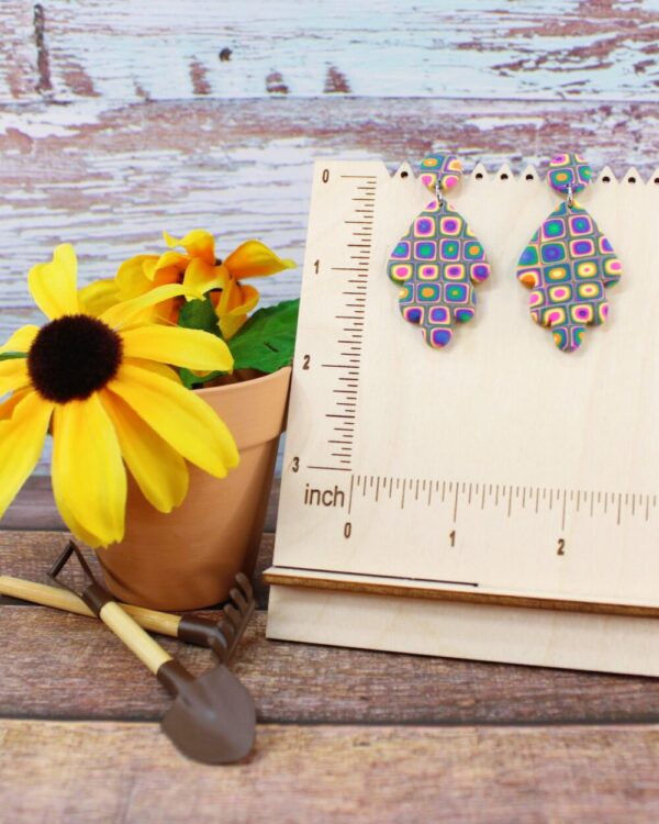 Bright Spring Squares Clay Earrings