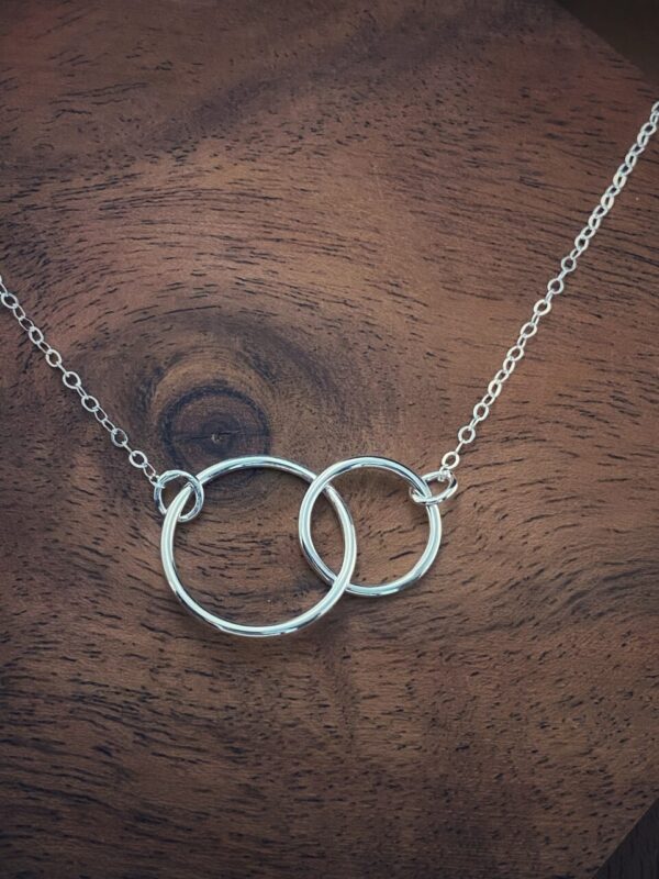 Sterling silver linked double hoop necklace
