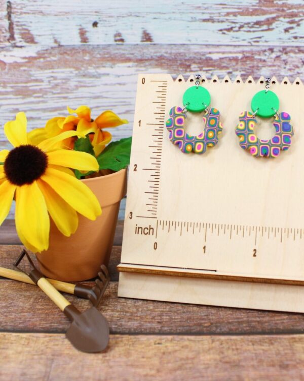 Bright Spring Squares Clay Earrings