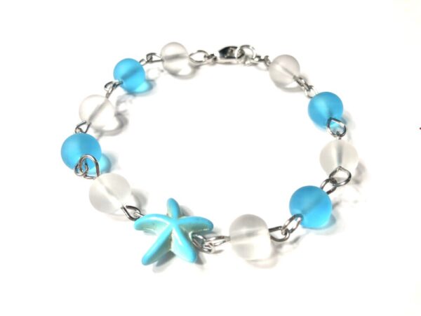 Handmade Blue & Transparent Starfish Bracelet Women Summer Gift