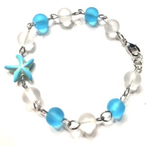 Handmade Blue & Transparent Starfish Bracelet Women Summer Gift