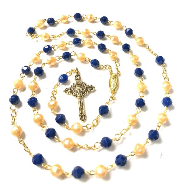 Handmade Blue & Gold Rosary Catholic Gift
