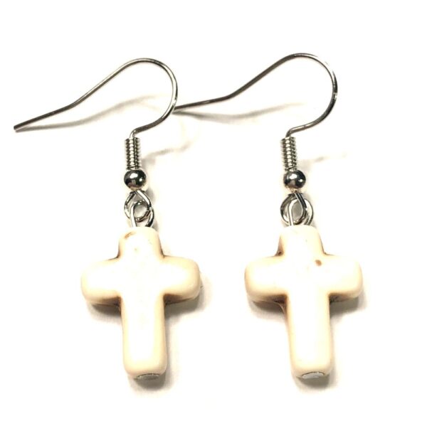 Handmade Off White Cross Earrings Women Religious Gift