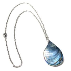 Handmade Blue Shell Pendant Necklace Women Gift