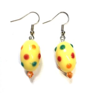 Handmade Yellow Polka Dot Easter Egg Earrings