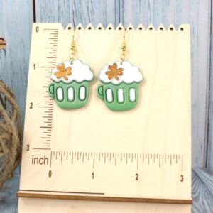St. Patty Day Beer Glass Clay Earrings