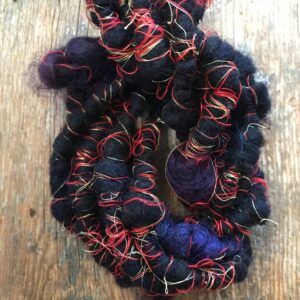 Vesuvius wrapped art yarn coils, 7 yards