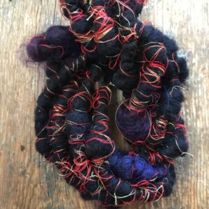 Vesuvius wrapped art yarn coils, 4 yards