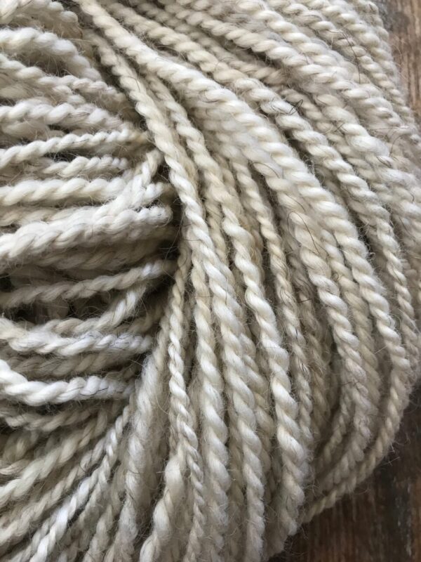 Handspun white 2 ply yarn, 60 yds