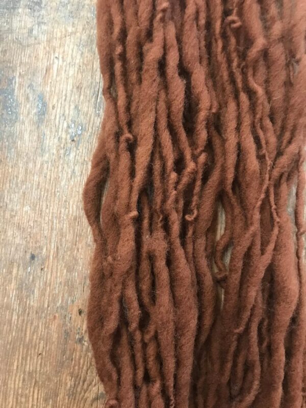 Dorset wool – Black walnut hull naturally dyed handspun yarn, 20 yards