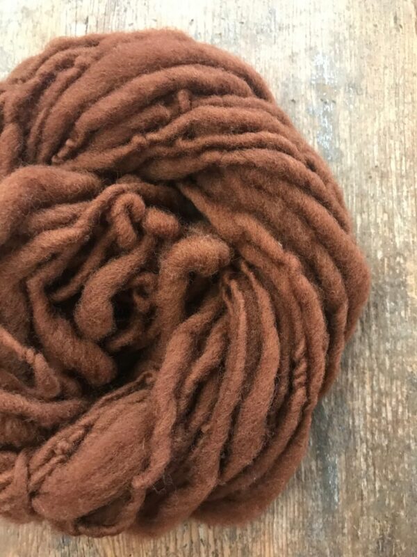 Dorset wool – Black walnut hull naturally dyed handspun yarn, 20 yards