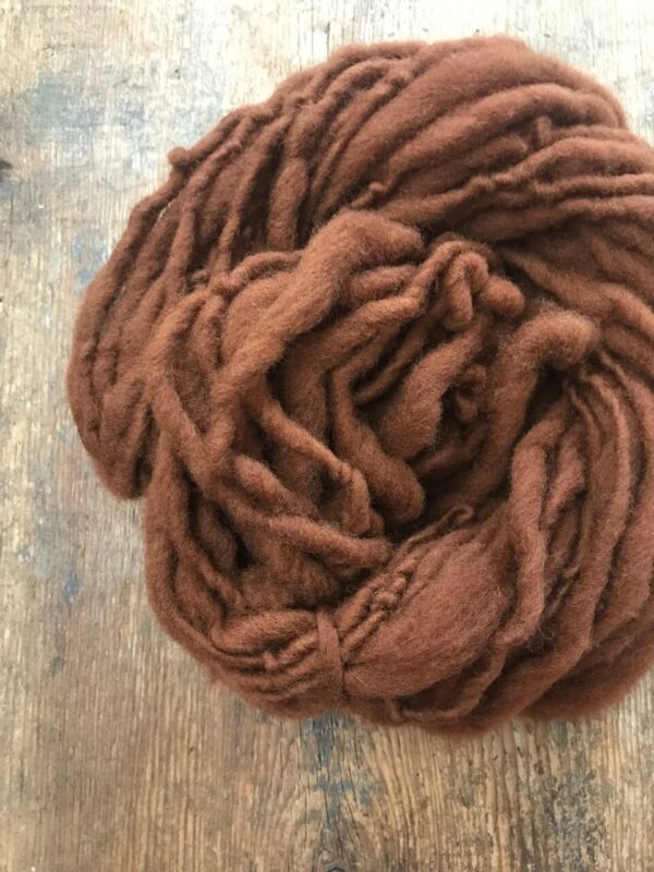 Dorset wool – Black walnut hull naturally dyed handspun yarn, 50 yards