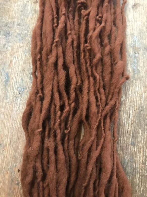 Dorset wool – Black walnut hull naturally dyed handspun yarn, 50 yards