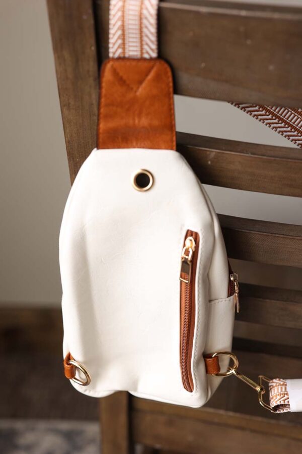 White Multi Zippered Sling Bag