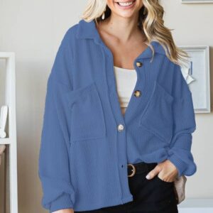 Western Spring Colors Shacket in Ribbed Plus Size