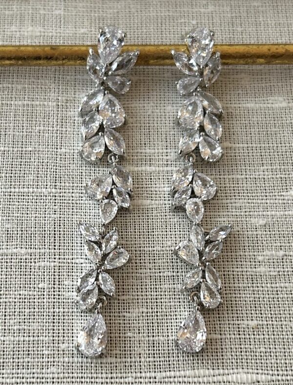 Bold Cubic Zirconia Crystal Dangle Wedding Earrings