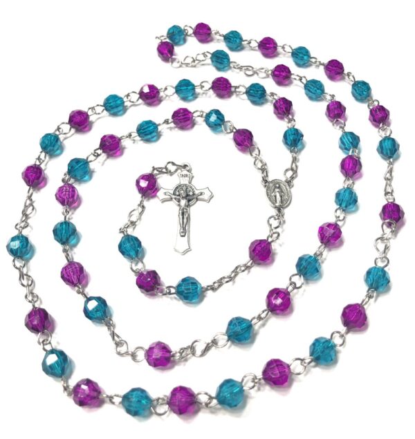Handmade Violet Purple & Teal Rosary Catholic Gift