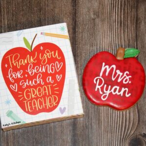 Personalized Teacher Appreciation Apple Cookie Card