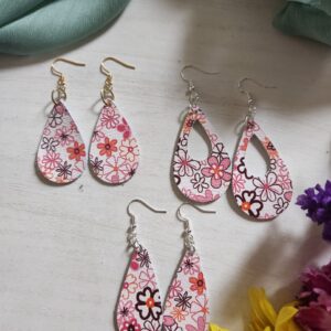 80’s Floral Faux Leather Earrings