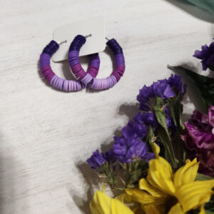 Purple Heishi Hoop Earrings
