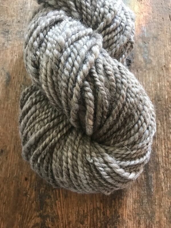 Handspun grey 2 ply bulky yarn, 57yds