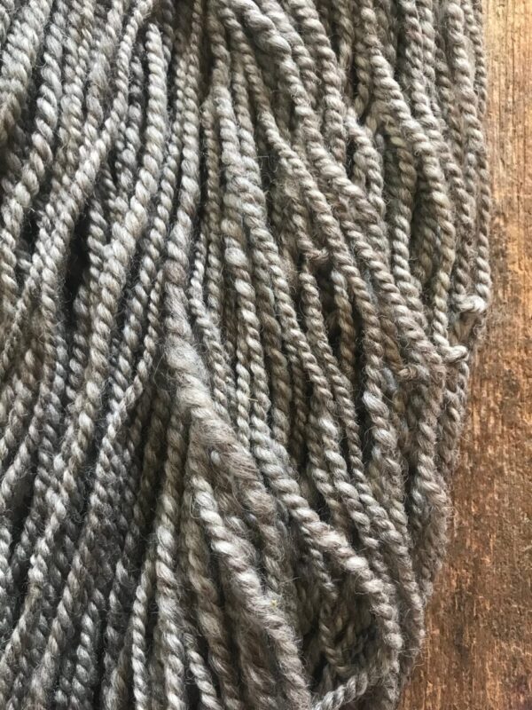 Handspun grey 2 ply bulky yarn, 57yds