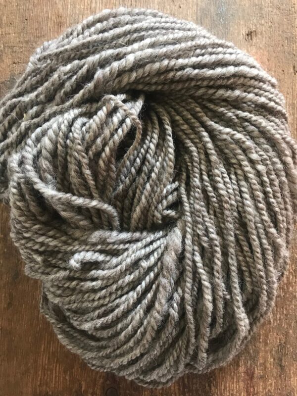 Handspun grey 2 ply bulky yarn, 57yds