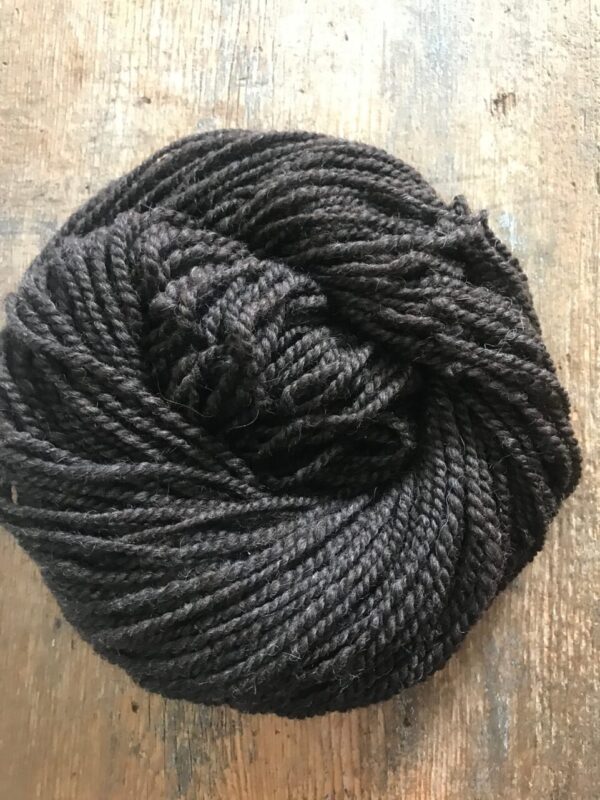 Handspun dark brown shetland wool  2 ply bulky yarn, 51 yards