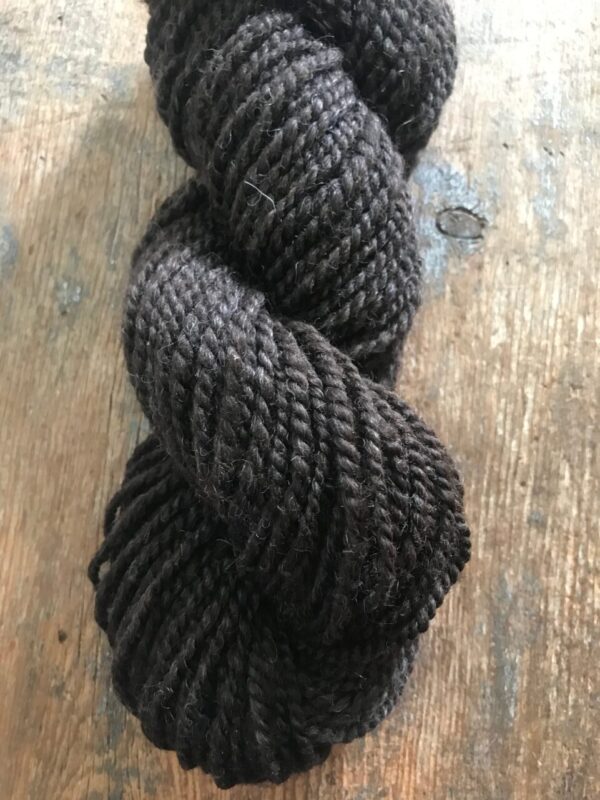 Handspun dark brown shetland wool  2 ply bulky yarn, 51 yards