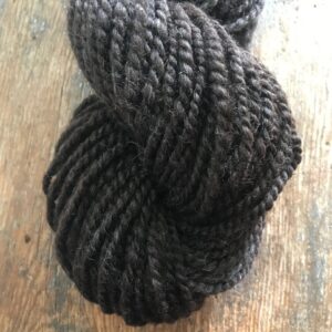 Handspun dark brown shetland wool  2 ply bulky yarn, 51 yards