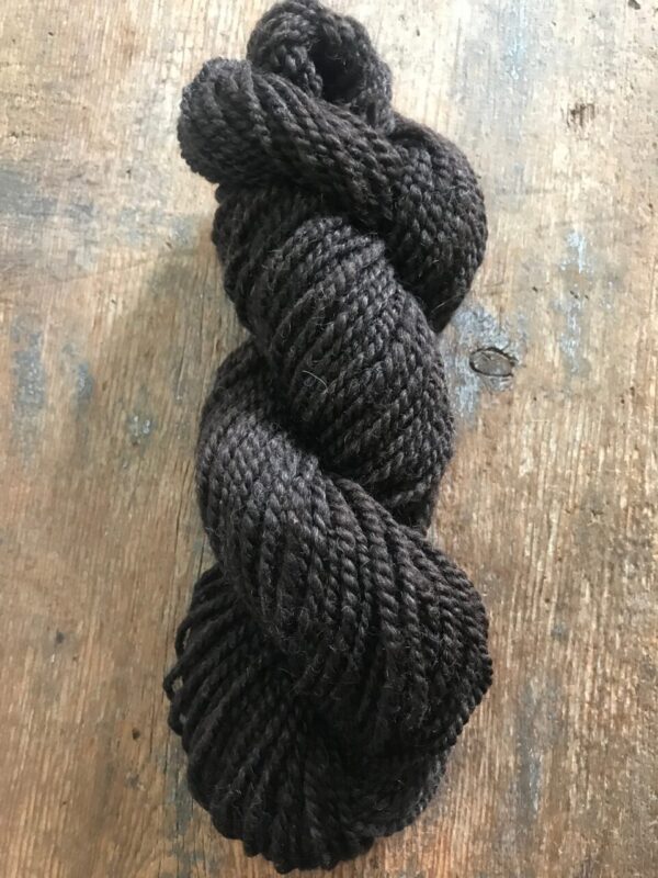 Handspun dark brown shetland wool  2 ply bulky yarn, 51 yards