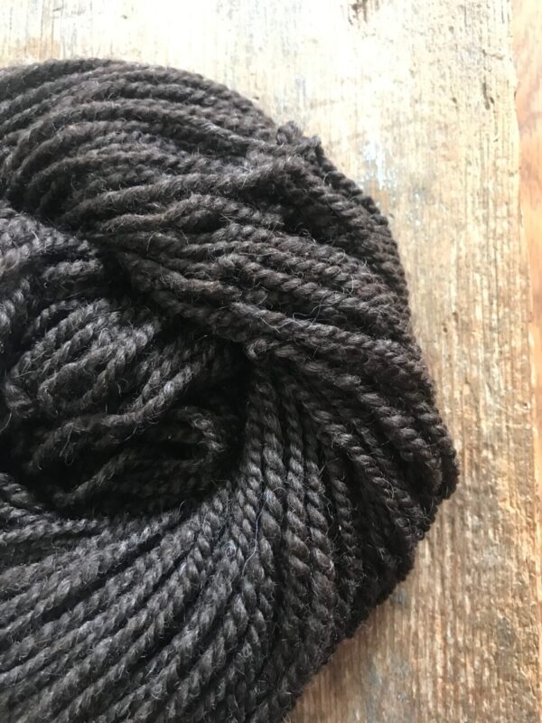 Handspun dark brown shetland wool  2 ply bulky yarn, 51 yards