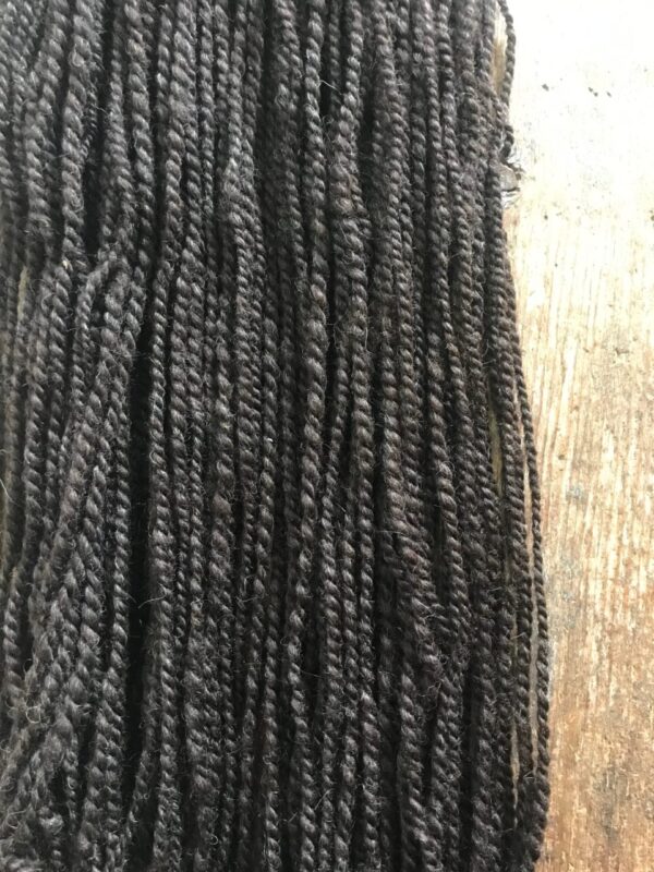 Handspun dark brown shetland wool  2 ply bulky yarn, 51 yards