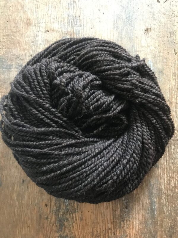 Handspun dark brown shetland wool  2 ply bulky yarn, 51 yards