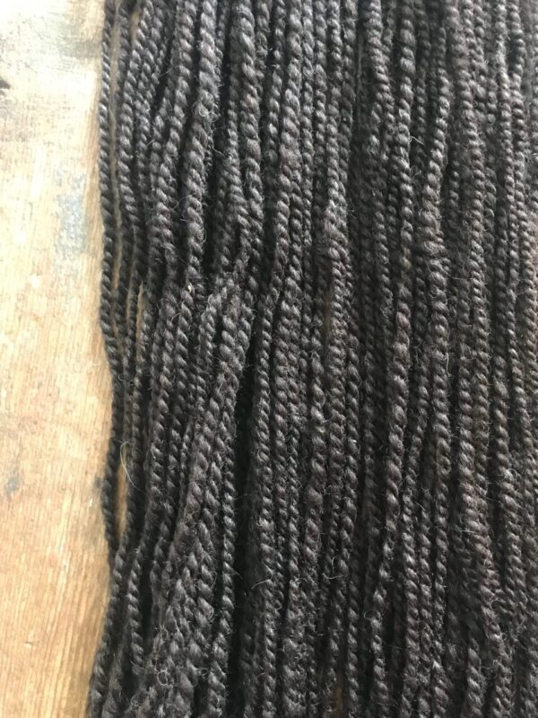 Handspun dark brown shetland wool  2 ply bulky yarn, 51 yards